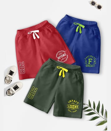 CODEZ Pack of 3 Cotton Blend Shorts For Boys ( Multicolor )