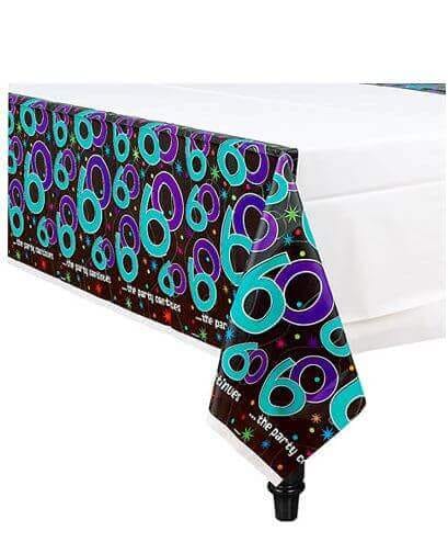 PLASTIC TABLECOVER 60TH BIRTHDAY - 54" X 102" - Party and Festive Needs | Buy online on ZillyBuy