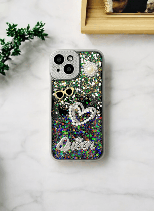 Silver Glitter Queen Case for iPhone 15