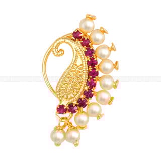 Vighnaharta  Mayur Design with AD stone Alloy Maharashtrian Nath Nathiya./ Nose Pin for women