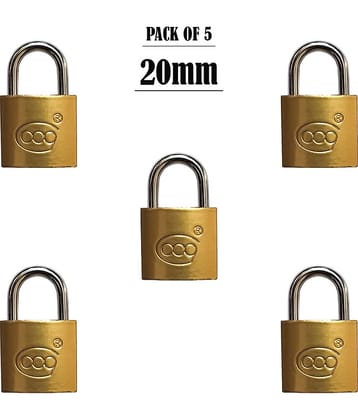 Laxmi Metal Pressing Lock 20mm Pad Lock with 3 key's Brass Polished Finish Pad Lock (PACK OF 5)