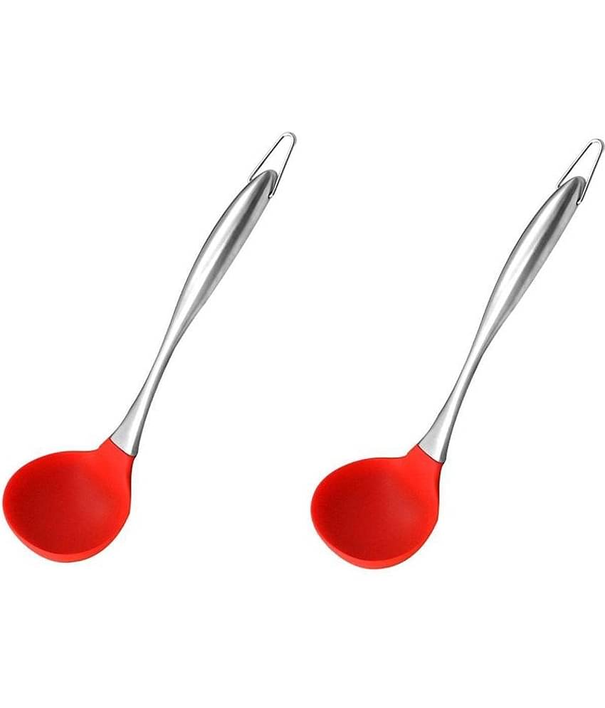 Baskety Red Silicone Soup Ladle Spatula ( Pack of 2 )