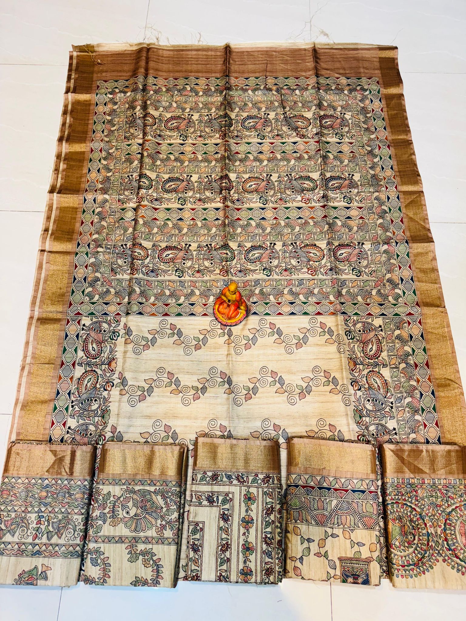 TUSSAR SILK  Sarees with MADHUBANI ARTWORK.