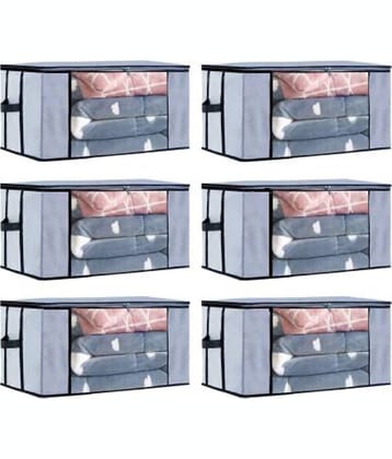 SH. NASIMA Set of 06 Underbed Storage Bag, Storage Organizer, Blanket Cover with Front Handle