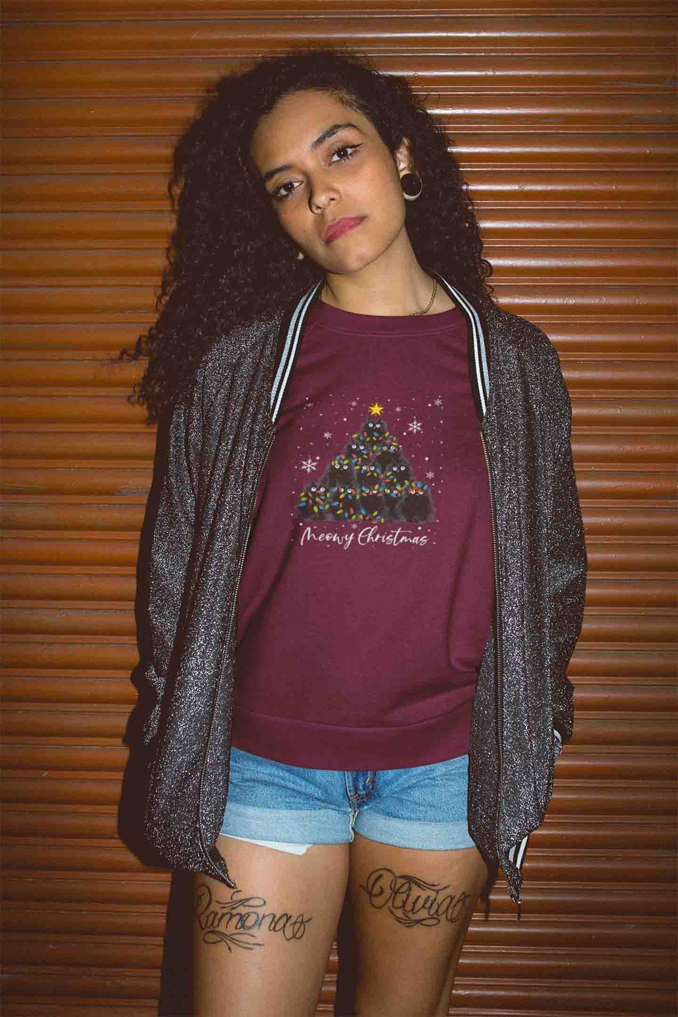 Round Neck T-Shirt (Women) - Meowy Christmas (11 colours)