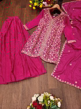Designer Party Wear Suit Set With Sequence Embroidered Work