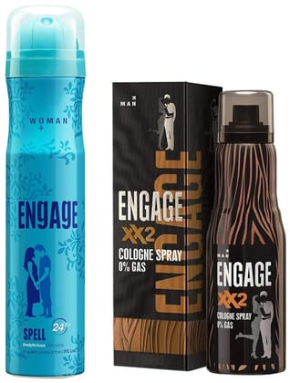 Engage Spell Deodorant For Women, 150ml / 100g And Cologne Spray XX2 for Men, 135ml Engage Spell Deodorant For Women, 150ml / 100g And Cologne Spray XX2 for Men, 135ml - 1 count (pack of 1)