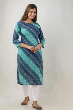 Women Printed Viscose Rayon A-line Kurta  (Green)
