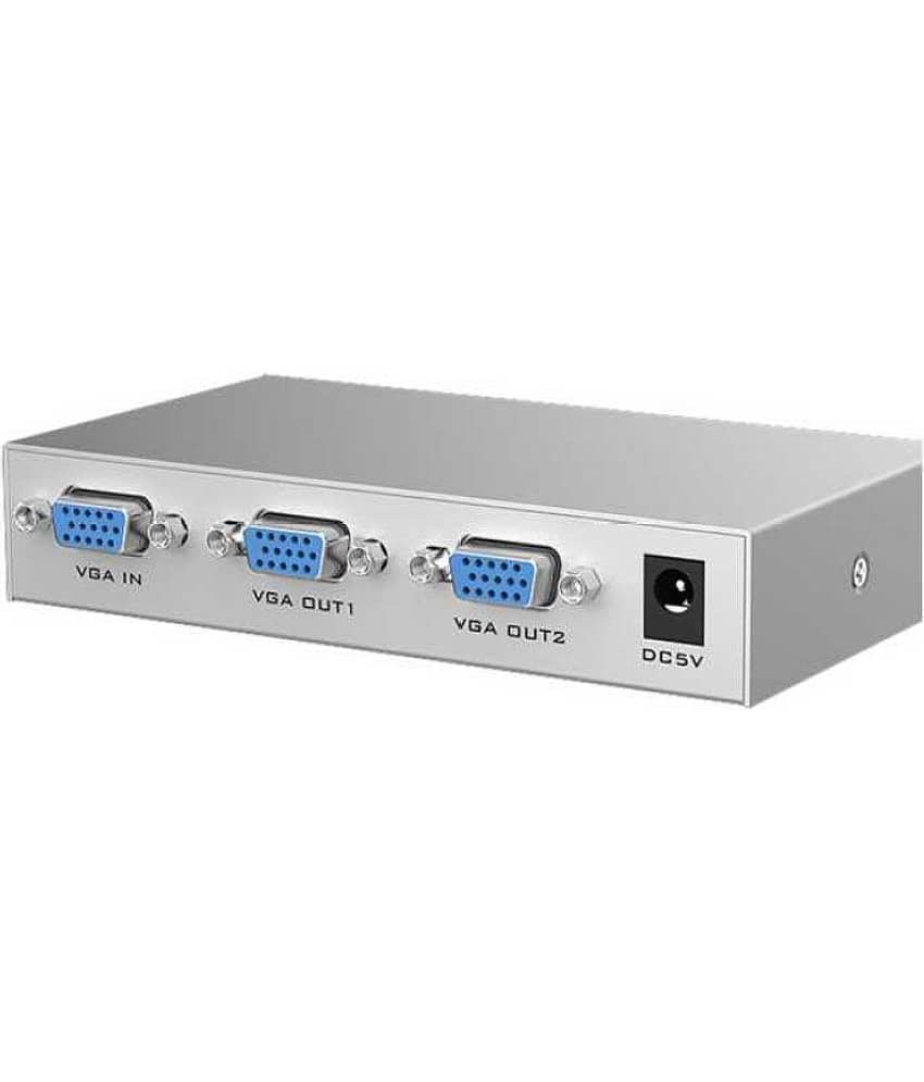 2 Port VGA Splitter Box - Connect 2 Monitors With 1 PC Laptop, VIDEO SPLITTER