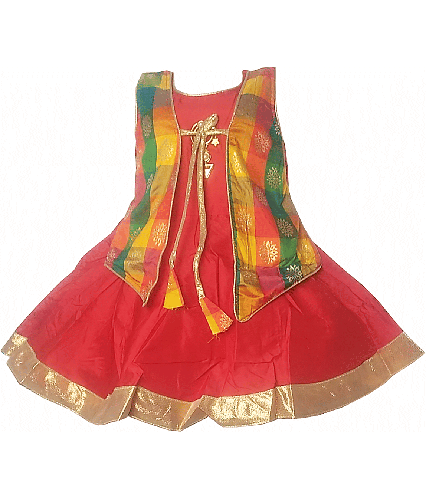 harshvardhanmart.com Baby Girls Cotton Blend Frocks ( Red )