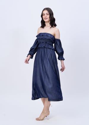 Skyler (soft denim dress)-Blue / XS