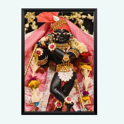 NOKKES Radha Raman ji Vrindavan Radha Raman Thakur Ji Black Photo Frames Religious Photo frame 5X7 Inch Photo Frame_QWW108