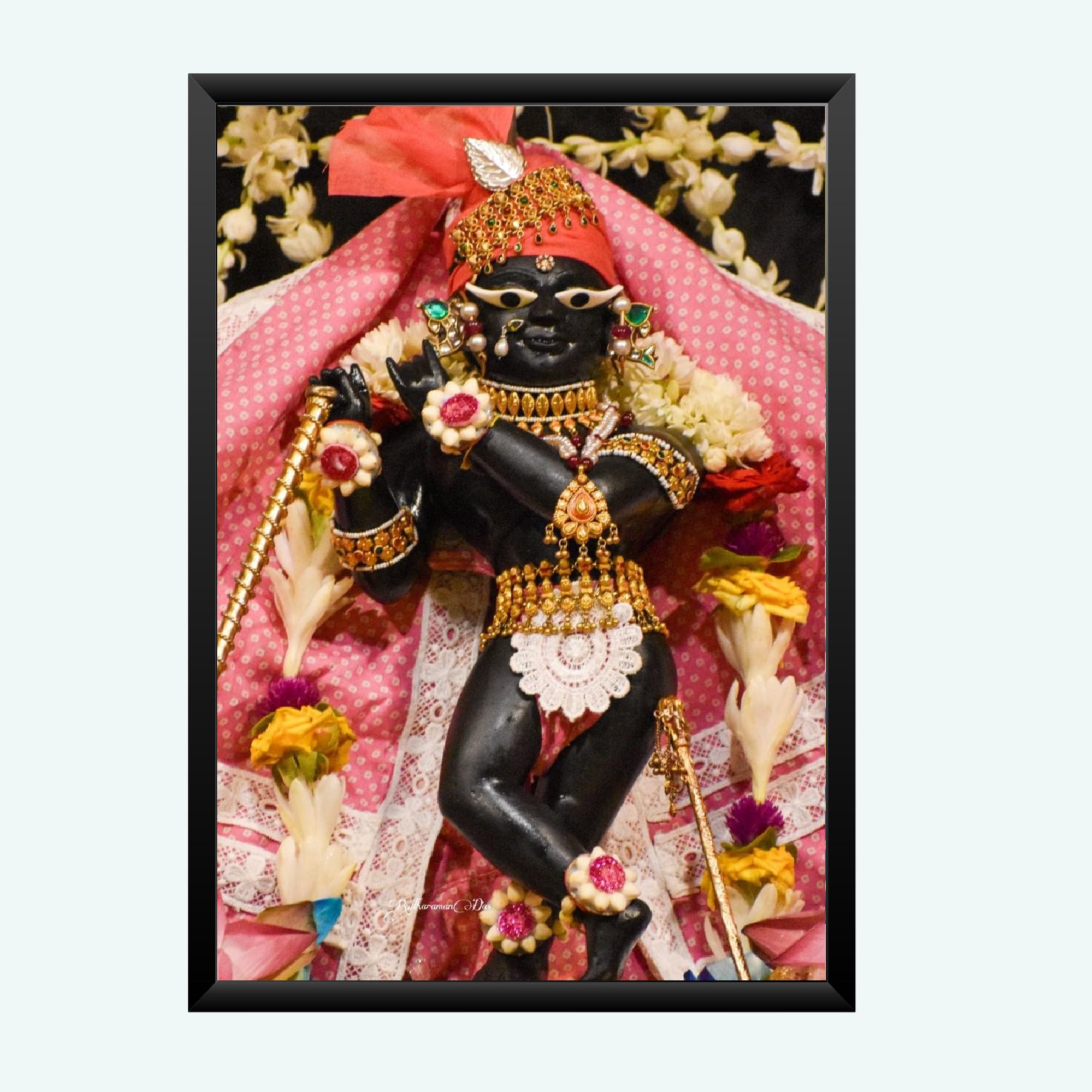 NOKKES Radha Raman ji Vrindavan Radha Raman Thakur Ji Black Photo Frames Religious Photo frame 5X7 Inch Photo Frame_QWW108