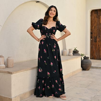 Crushed Rose Long Dress-XS