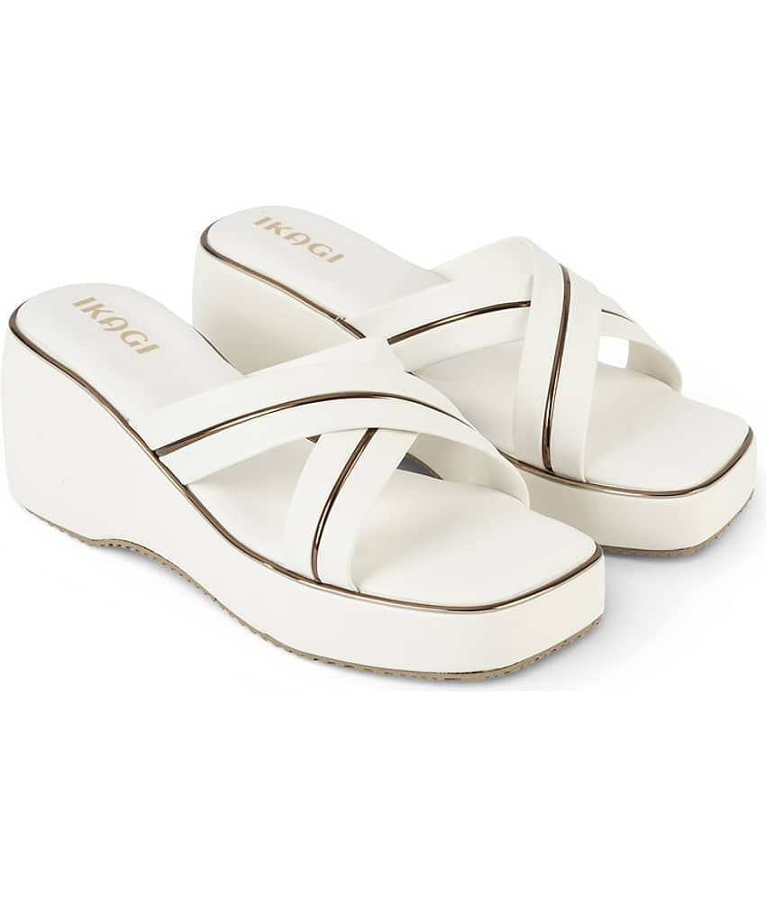 IKAGI White Women's Slip On Heels