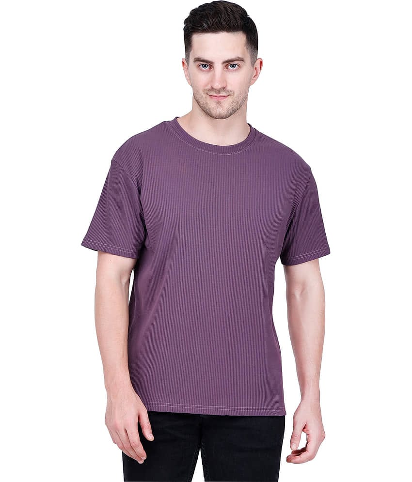 life dream Cotton Blend Regular Fit Solid Half Sleeves Men's Round T-Shirt - Purple ( Pack of 1 )