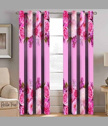 BELLA TRUE  Set of 2 Window SemiTransparent Eyelet Polyester Multi Color Curtains ( 152 x 113 cm )