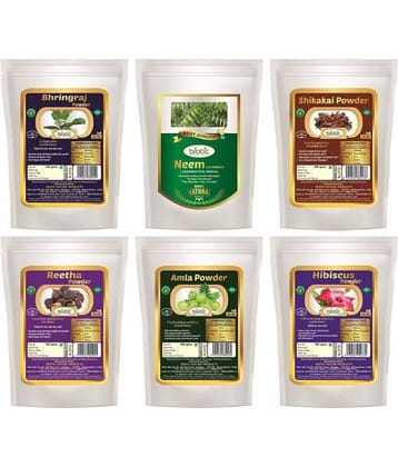 Biotic Shikakai, Reetha, Bhringraj, Amla, Hibiscus and Neem Powder Hair Mask 600 g Pack of 6