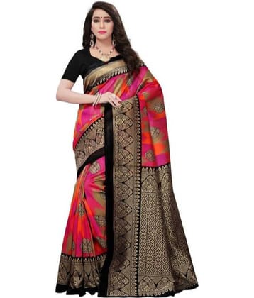SVB SAREES Art Silk Saree With Unstitched Blouse Piece ( Pink )