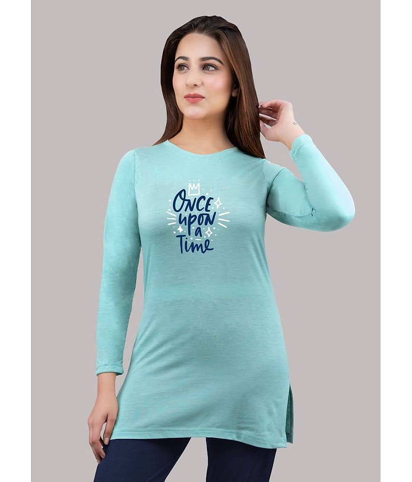 URBE Women Cotton Blend Printed Regular Fit Round Neck T-Shirt ( Navy )