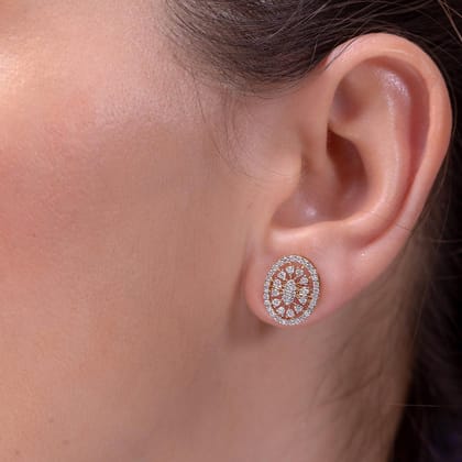 Marry Silver Moissanite Stud Earrings | 22KT Gold Vermeil-Yellow Gold