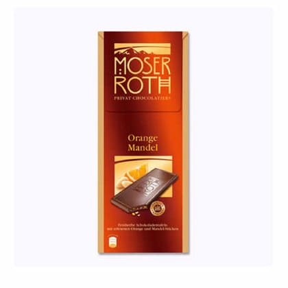 Moser Roth German Dark Chocolate Bars Orange & Almond, 125 gm