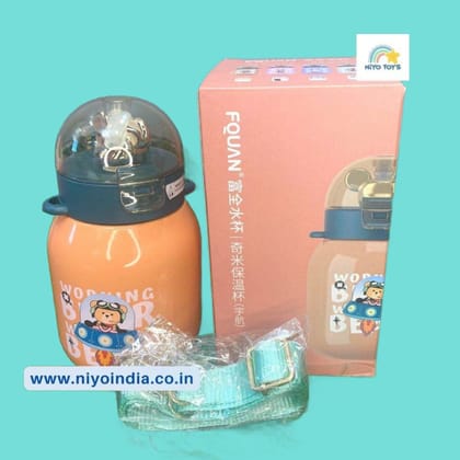 Stainless Steel Water Bottle with Straw (500 ML)-Orange