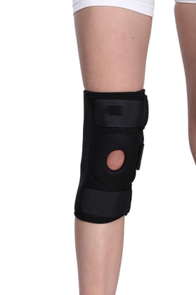Ezyfit Adjustable Knee Cap Support Brace for Sports | Gym | Running | Arthritis | Joint Pain Relief | Protection for Men and Women(pair) (free size) Black Color)