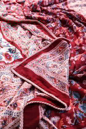 Sunderban Jaal Cotton Flannel Dohar D12-Single - 60 x 90 in / Maroon / Maroon