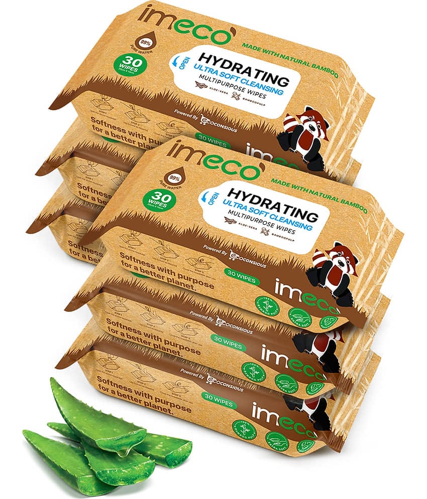 IMECO IMECO Bamboo Wet Wipes 30 Pulls - Pack of 6 Wet Wipes ( 180 Pcs )