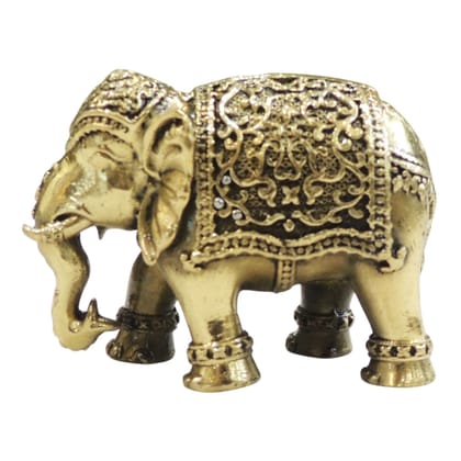 Brass Elephant Idol Statue | Traditional Decorative Showpiece, Height : 2 Inch (BSMAS1707 K)