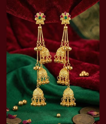 Bhagya Lakshmi Golden Jhumki Earrings ( Pack of 1 )