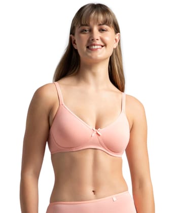Jockey 1722 Women's Wirefree Non Padded Super Combed Cotton Elastane Stretch Medium Coverage Everyday Bra with Concealed Shaper Panel and Adjustable Straps_Candlelight Peach_36C Jockey 1722 Women's Wirefree Non Padded Super Combed Cotton Elastane Stretch