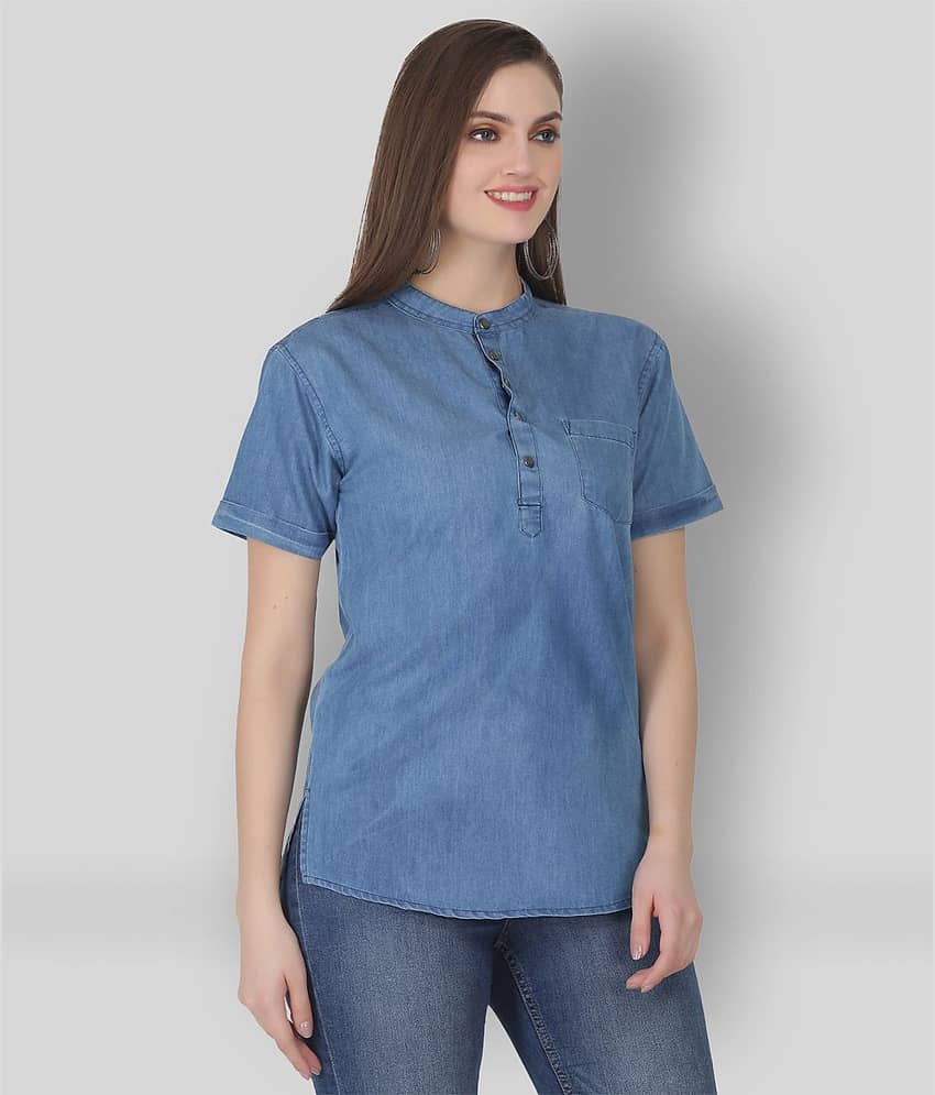SAAKAA Women's Denim Regular Top ( Blue )