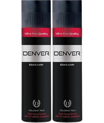 Denver Black Code Talc for Men - 300GM Each (Pack of 2)