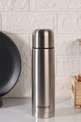 Femora Bullet Thermosteel Stainless Steel Water Bottle Flask Bottle, Hot and Cold, 500ml, 1 Piece, Silver