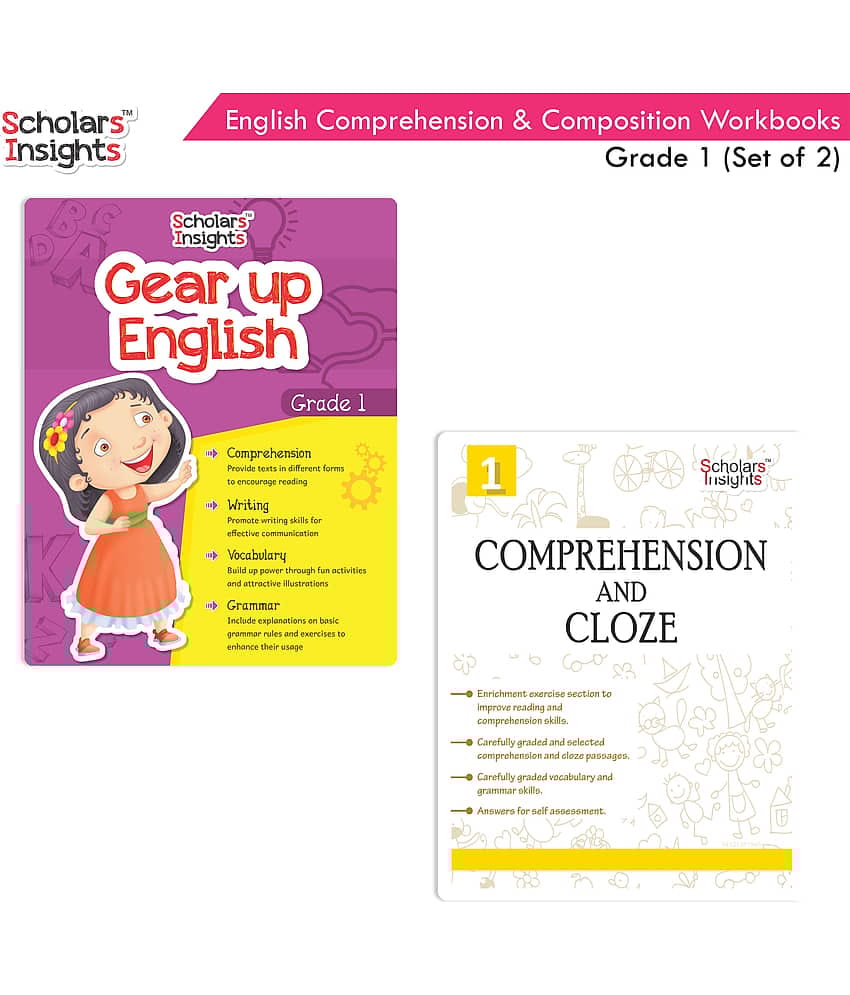 Scholars Insights Combo Set of Comprehension & Composition English Grammar  Workbooks Grade 1| Set of 2