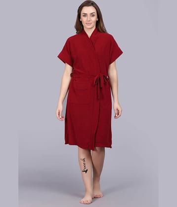 Poorak Maroon Free Size Bathrobe ( Pack of 1 )