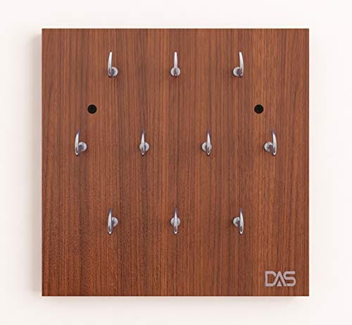 DAS Wall Mounted Home Décor Key Chain Holder/Organizer Key Hooks Classic Walnut (10 Hooks)- Vigo