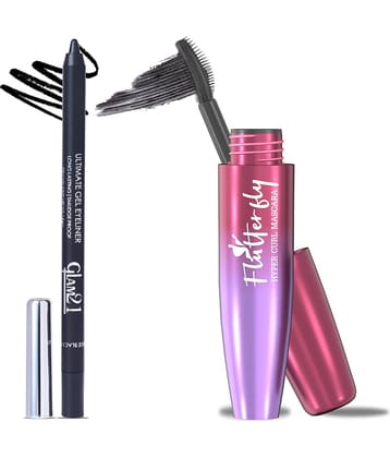 Glam21 Flutterfly Hyper Curl Mascara & Gel Eyeliner Long Lasting Kajal 2 Items In The Set