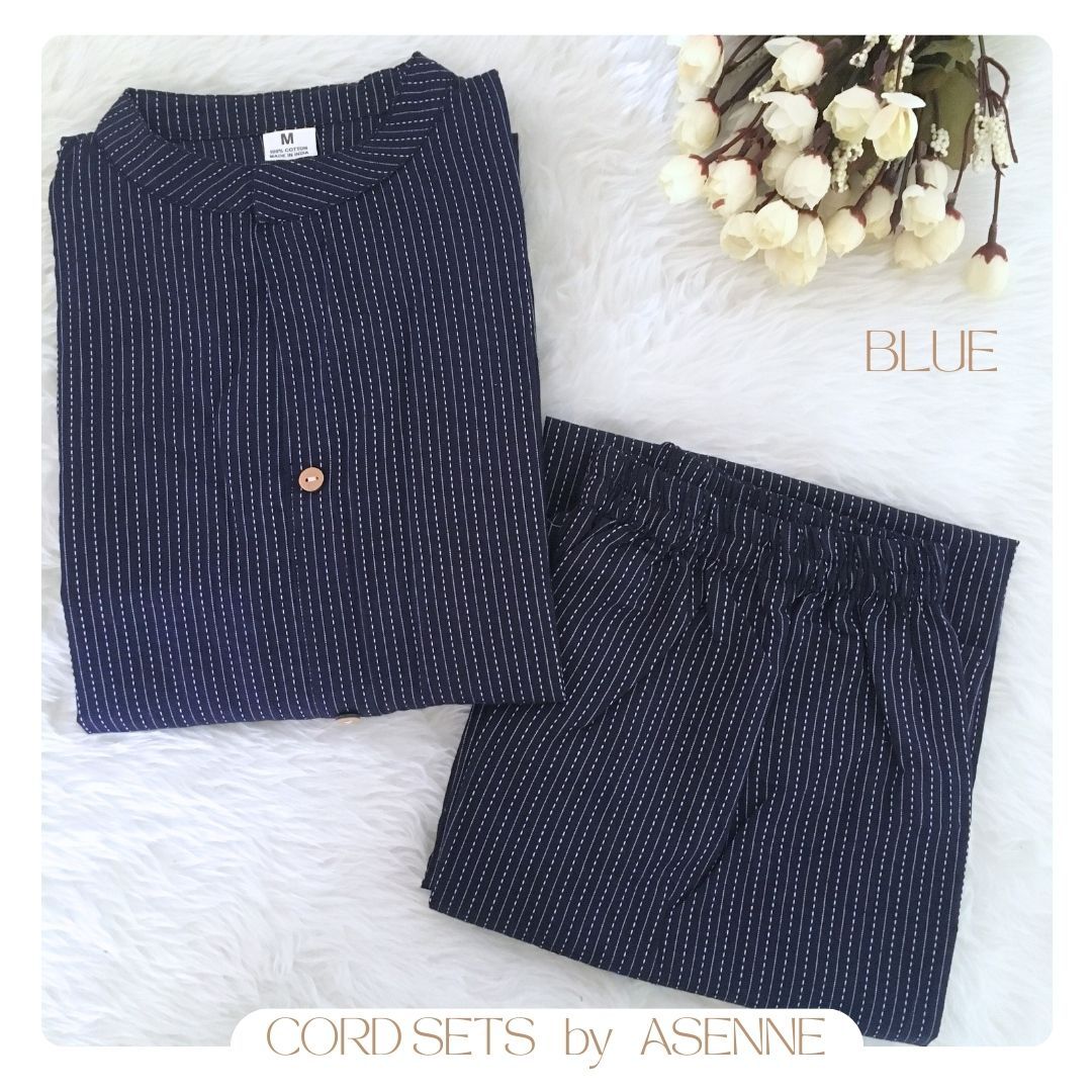 Katha Work - Navy Blue - Cord Set - Pure Cotton-40 - L