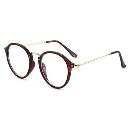 Dervin Zero Power Computer Bluelight Blocking Glasses For Men and Women | Blue Cut Computer Glasses | Anti Glare, Lightweight & Blocks Harmful Rays | Full Rim Round | 100% UV Protected-Brown
