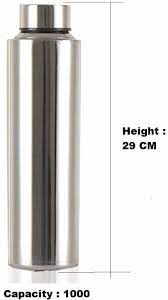 Stainless Steel Single Wall Fridge Water Bottle 1000 ML (1 Litre) Silver | Leak Proof Metal Water Bottle for Home, Office, Gym & Travel