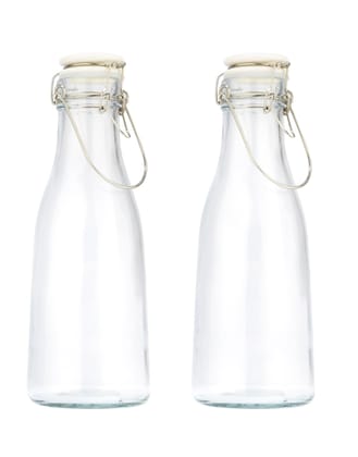 NATURALLY YOURS 1000 ml Wide Mouth Glass Bottle with Ceramic Lid | Airtight Storage - Set of 2 NATURALLY YOURS 1000 ml Wide Mouth Glass Bottle with Ceramic Lid | Airtight Storage - Set of 2