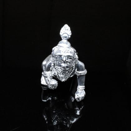 Pure solid Silver Bal Krishna Ladoo Gopal Kanha Ji silver idol - Solid inside