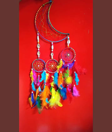Lucky Traders Feather Multicolour Dream Catcher - Pack of 1 ( X cms )