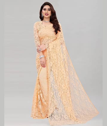 Saadhvi Net Cut Outs Saree Without Blouse Piece ( Beige )