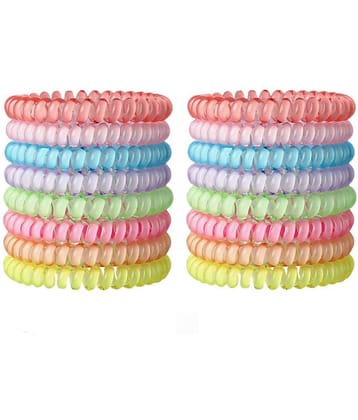 FOK 16 Pcs Spiral Transparent Elastic Hair Tie Rubber Bands For Girls and Women - Random Color