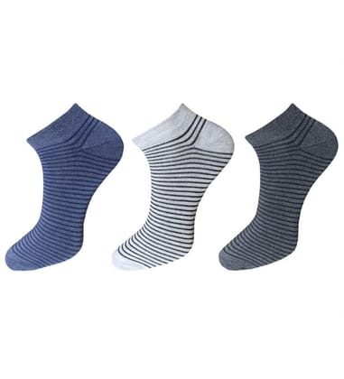 3_Pair Set Unisex Casual Cotton Striped Ankle Length Socks (Multicolor)-PID54121