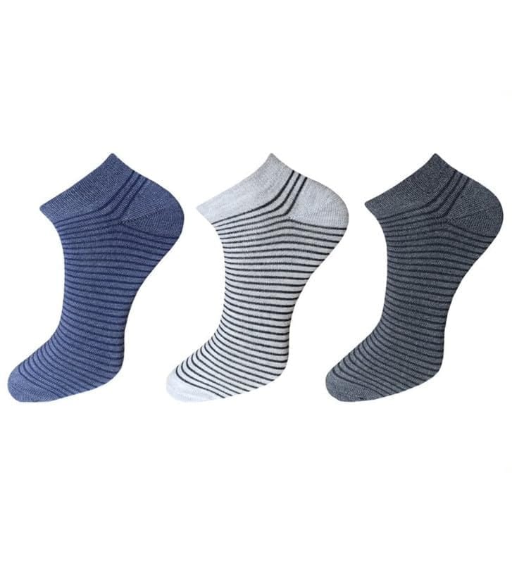 3_Pair Set Unisex Casual Cotton Striped Ankle Length Socks (Multicolor)-PID54121